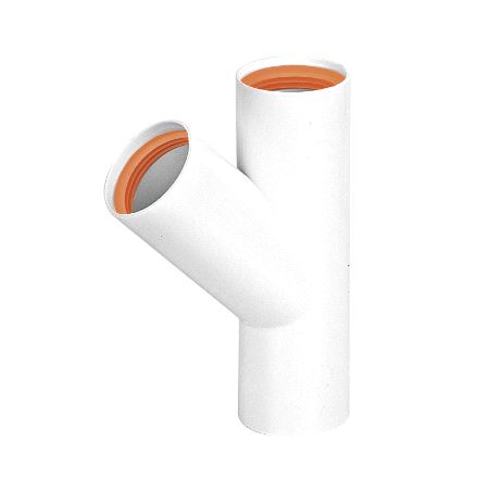 Faluplast 45° T-rør med 3 muffer FALU VULK hvit 32mm