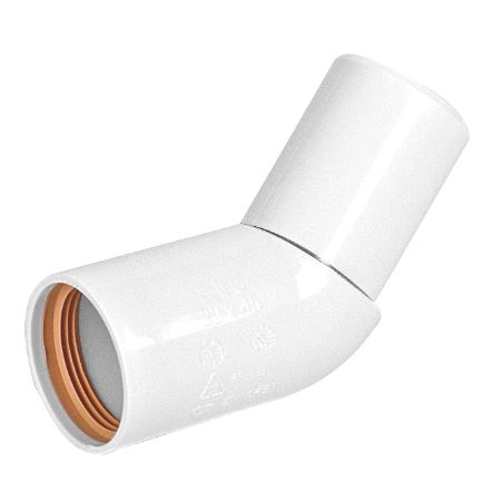 Faluplast 45° Bend enkelmuffe FALU VULK hvit 32mm