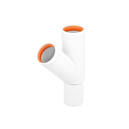 Faluplast 45° T-rør med 2 muffer FALU VULK hvit 40mm