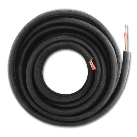 Isolerte kobberrør 1/4" x 3/8" - 20meter svart